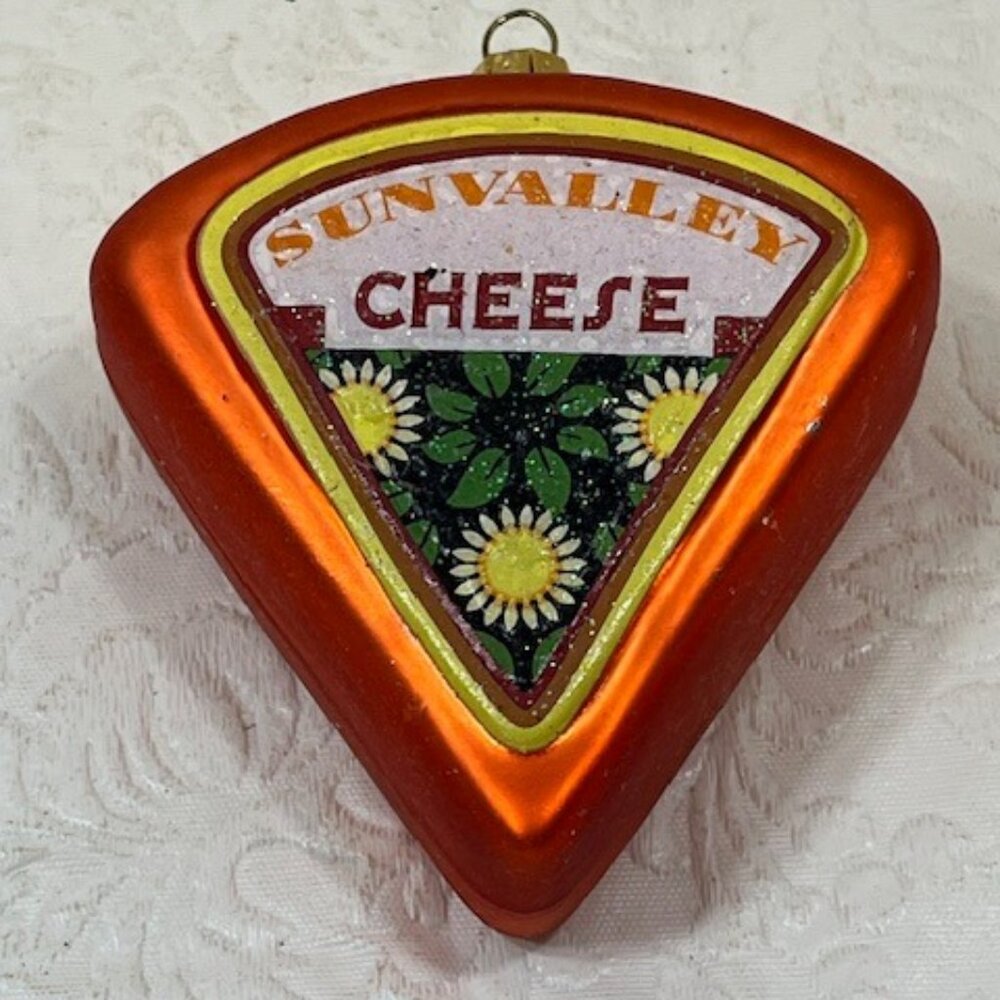VTG Sun Valley Cheese Glass Tree Christmas Holiday Food Sunflowers Ornament 2.5"